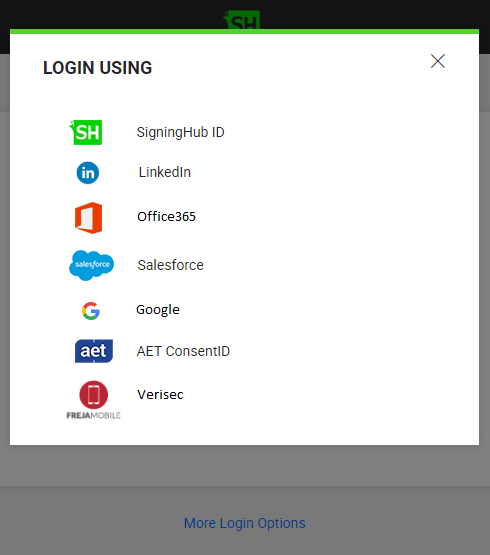 SigningHub desktop login options
