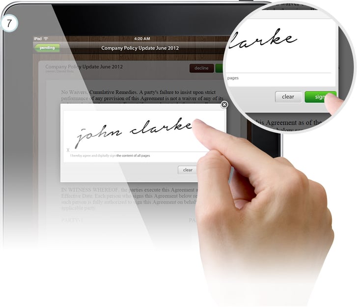 signing documents on iPad